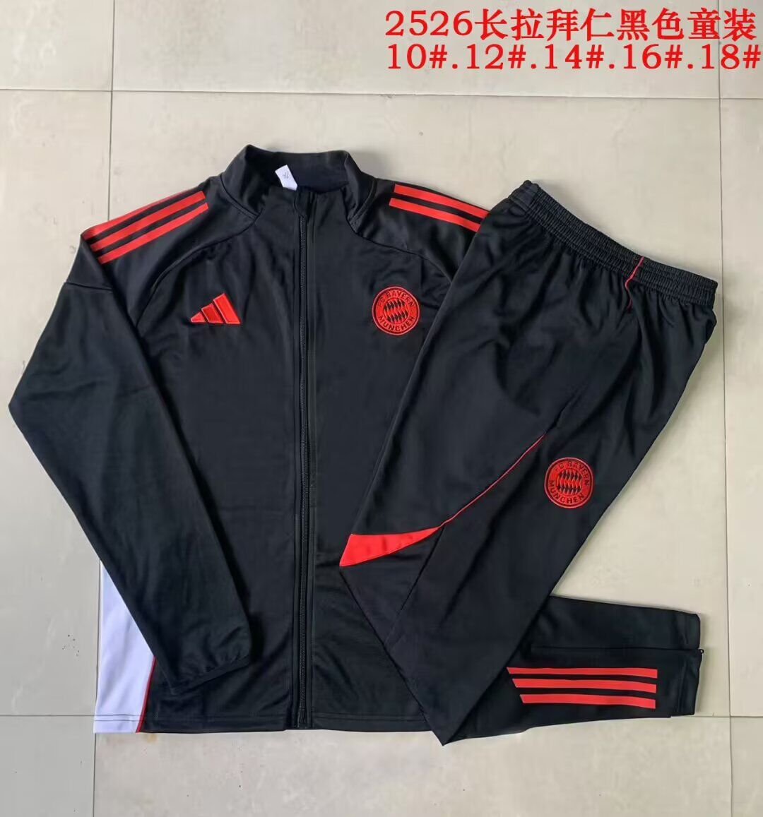 Kids Bayern Munich 25/26 Tracksuit - Black/Red